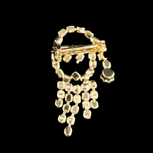 Gold Tone With Red, Blue & Clear Rhinestones Articulating Santa Brooch (4770) - Picture 5 of 5